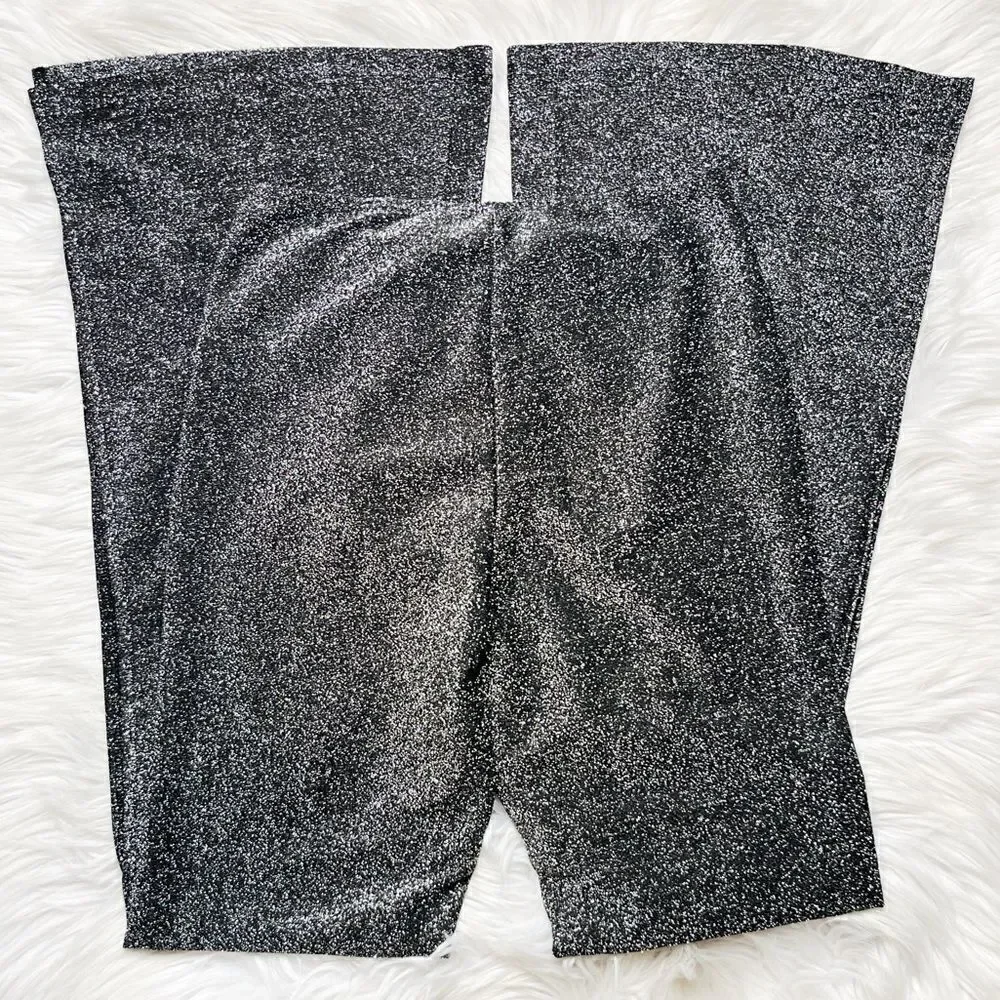SHEIN Sparkle Open Leg Flare Pants Silver Size XS